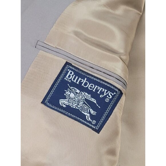 Burberry Men 100% Wool Tweed Tan Herringbone Blazer Jacket Lined - Picture 10 of 16